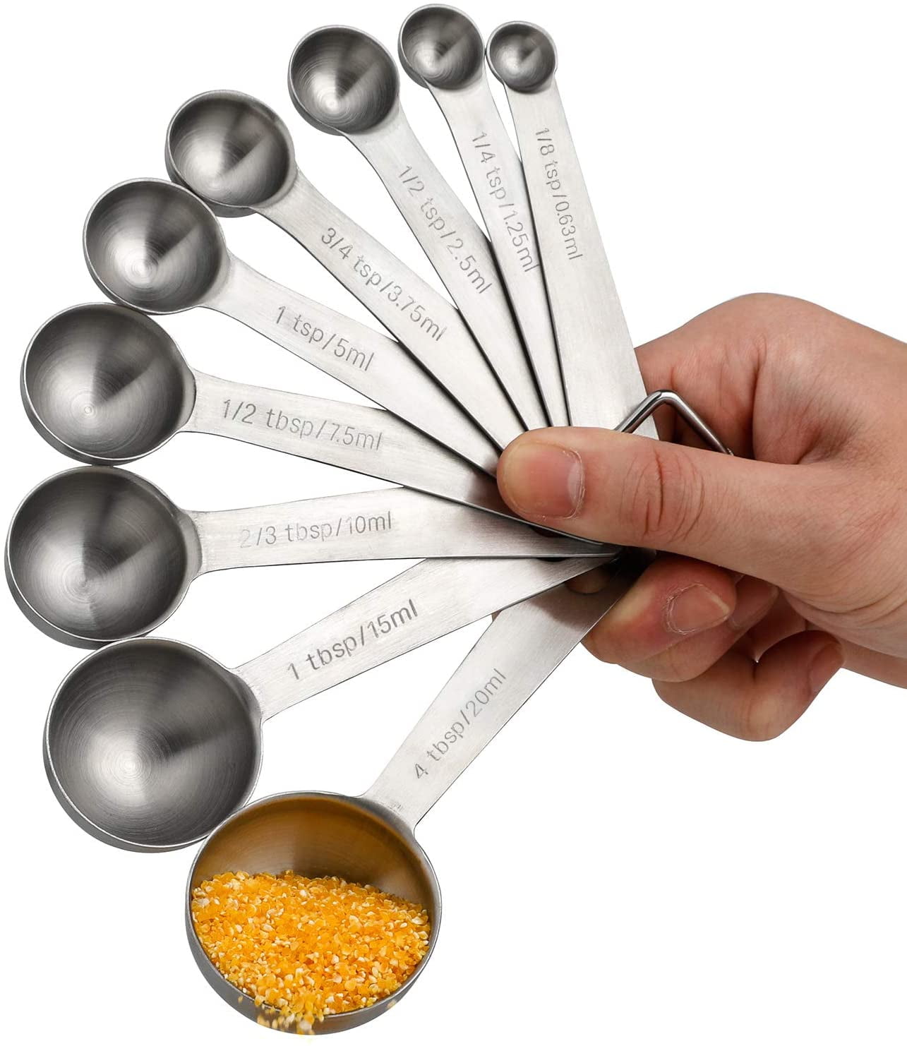 9 Piece Measuring Spoon: The Measuring Cylinder Set Includes1/16 Teaspoon,  1/8 Teaspoon, 1/4 Teaspoon, 1/3 Teaspoon, 1/2 Teaspoon, 3/4 Teaspoon, 1