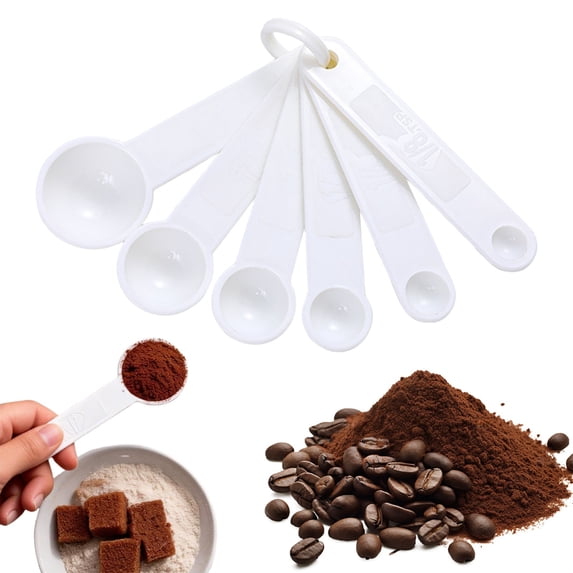 Measuring Spoons, Plastic Measuring Spoons Set, 6 Piece Graduated Baking Spoons, Precision Measuring Spoon Set for Dry & Liquid Ingredients, Nesting Kitchen Spoons for Cooking Baking