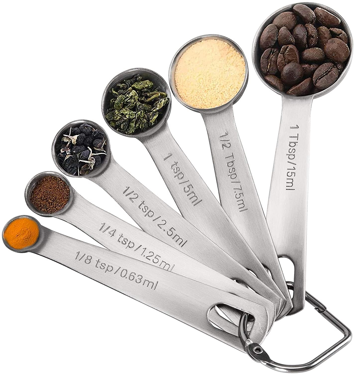 Travelwant 6Pcs/Set Measuring Spoons, Premium Heavy Duty Stainless Steel  Measuring Spoons Cups Set, Small Tablespoon with Metric and US Measurements