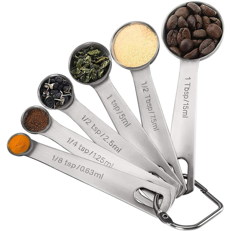 8PCS Measuring Spoons, Premium Heavy Duty 18/8 Stainless Steel Measuring  Spoons Cups Set, Small Tablespoon with Metric and US Measurements, Set of 8