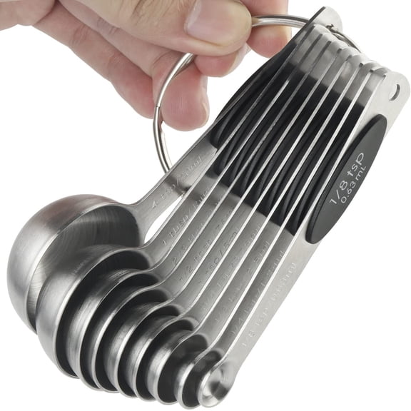 Measuring Spoons Set of 9 Stainless Steel Stackable Measuring Spoons Heavy Duty Nesting Teaspoons Tablespoons for Measuring Dry and Liquid Ingredients
