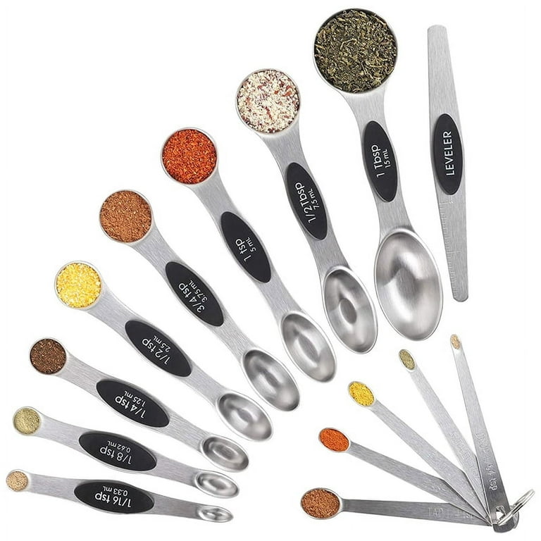 7pcs Measuring Spoon Set With Leveler Baking Narrow Long Handle