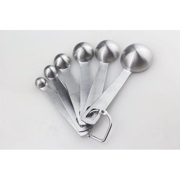 Measuring Spoons Set of Six D-Ring Holder Stainless Steel Household