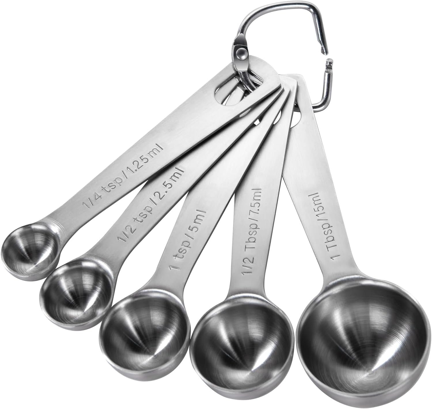 Measuring Spoons: U-Taste 18/8 Stainless Steel Measuring Spoons Set of 5 Piece: 1/4 tsp, 1/2 tsp, 1 tsp, 1/2 tbsp & 1 tbsp Dry and Liquid Ingredients