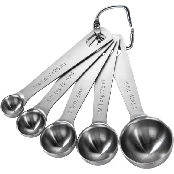Measuring Spoons: U-Taste 18/8 Stainless Steel Measuring Spoons Set of 5 Piece: 1/4 tsp, 1/2 tsp, 1 tsp, 1/2 tbsp & 1 tbsp Dry and Liquid Ingredients