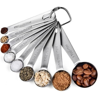  Measuring Cups and Spoons Set, Stainless Steel Measuring Cups  and Spoons (13 Piece), 7 Spoons, 4 Cups, 1 Stirring Stick, 1 Caliper, Metal  Measuring Cups for Cooking & Baking: Home & Kitchen