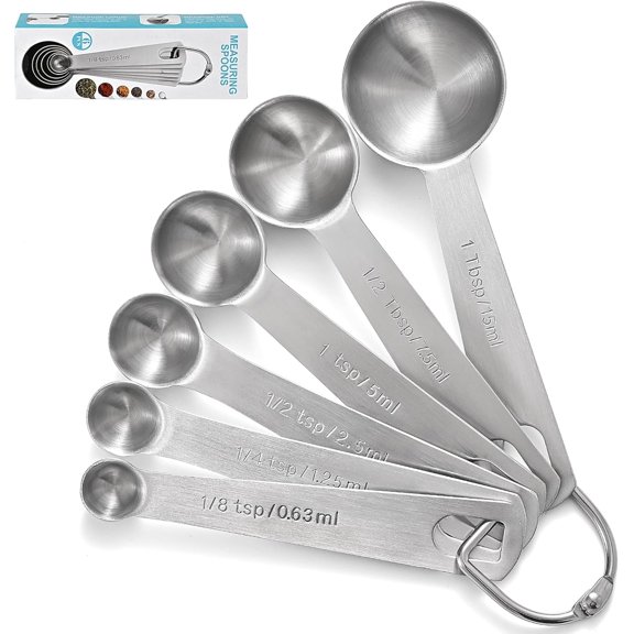 Measuring Spoons Used to Measure Various Dry and Liquid Ingredients, Useful Gadgets for Kitchen, Stainless Steel 6-piece Set
