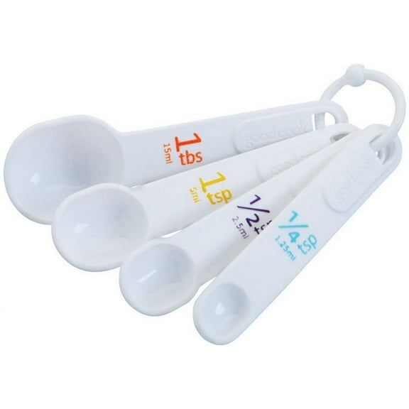 Bradshaw Measuring Spoons Set Nesting - BPA-Free Plastic - 4 Piece, White