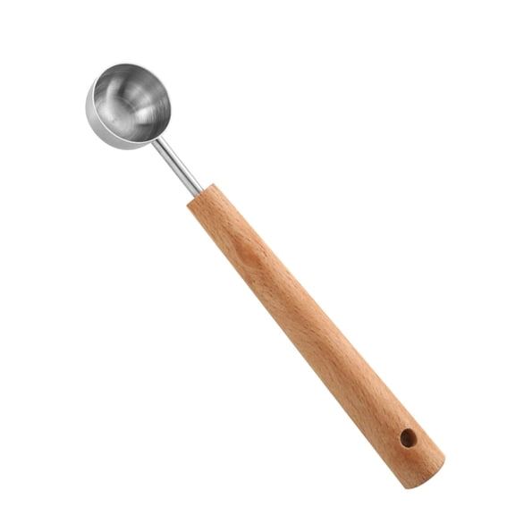 Measuring Spoons with Wood Handle,Stainless Steel Liquid and Dry Measuring Spoons for Baking,Meal-prep Cooking, Durable Metal Coffee Tablespoon Teaspoon with Ergonomic Grip, 1Pc(Silver-5ml,5.5x0.8")