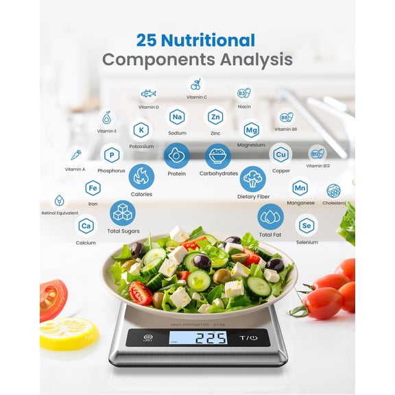 Measuring Tape & Digital Food Scale with Nutritional Calculator for Fitness and Cooking