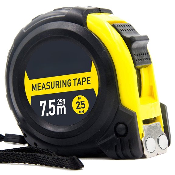 Measuring Tape Measure, 25 Ft Easy to Read Decimal Retractable Dual Side Ruler with Metric and Inches, for Surveyors, Engineers and Electricians, with Magnetic Tip and Rubber Protective Casing