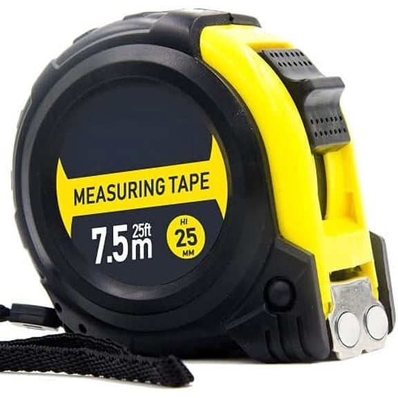 Measuring Tape Measure, 25 Ft Easy to Read Decimal Retractable Dual Side Ruler with Metric and , for Surveyors, Engineers and Electricians, with Tip and Rubber Protective Casing