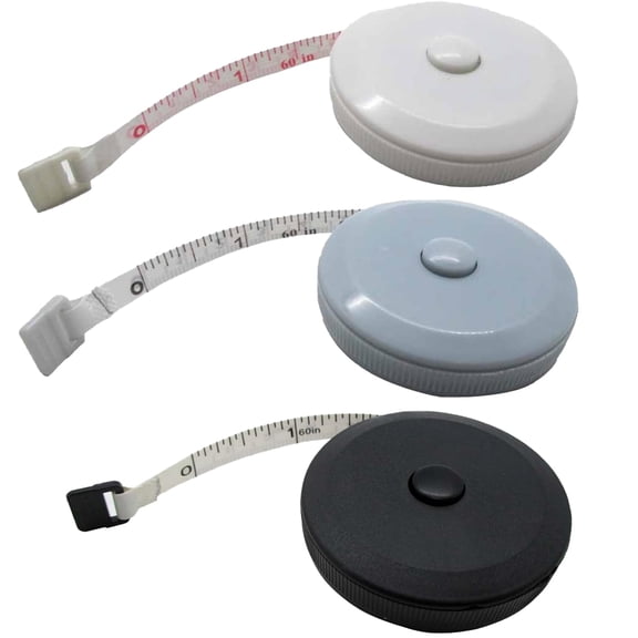 Measuring Tape Set – 3-Pack Retractable Body & Fabric Tape Measures for Sewing, Tailoring, Waist, Crafting, and Fitness – Dual-Sided Metric & Inch Markings – Black, White & Grey