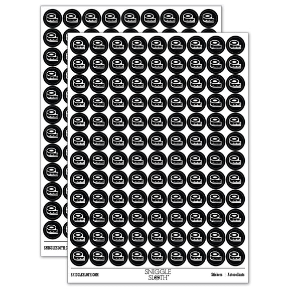 Measuring Tape Sewing 200+ Round Stickers - Black - Matte Finish - 0.50" Size
