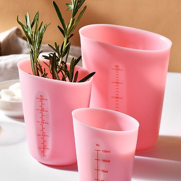 Measuring Tools Baking Measuring Cup Set – 3 Piece Silicone Cups with Engraved Measurements Ideal for Easy Storage and Heat Resistance