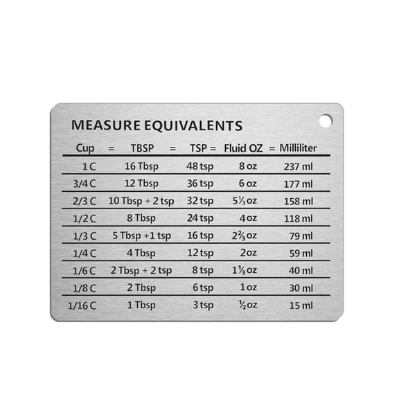 Measuring Tools Fridge with Conversion Chart for Everyday Household Use – Stainless Steel Unit Converter for Kitchen and Home, 11 cm×8.5 cm, Silver