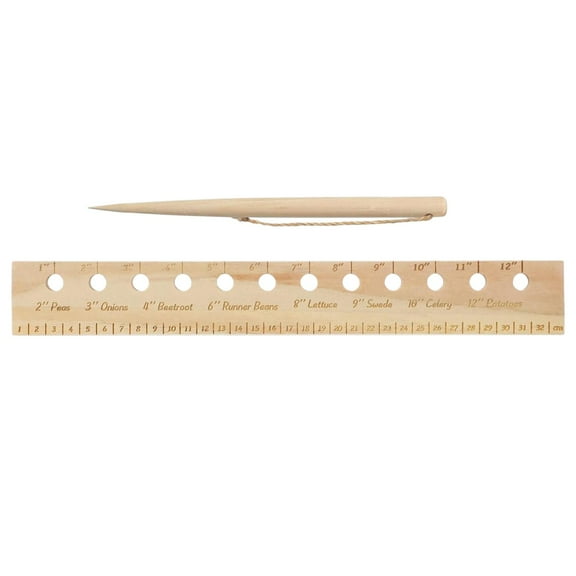 Measuring Tools for Gardening Seeding Spacing Ruler Spacer Tool Seeder Ruler with Holes Wooden Template Precise Garden Planning for Vegetable Beds,32 cm×4.5 cm,Beige