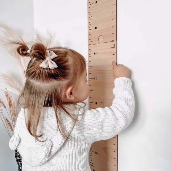Measuring Tools Growth Chart for Wall 50cm Wooden Height Ruler Puzzle Style Bedroom Kids Measurements, 35.4 cm×12.3 cm, Khaki