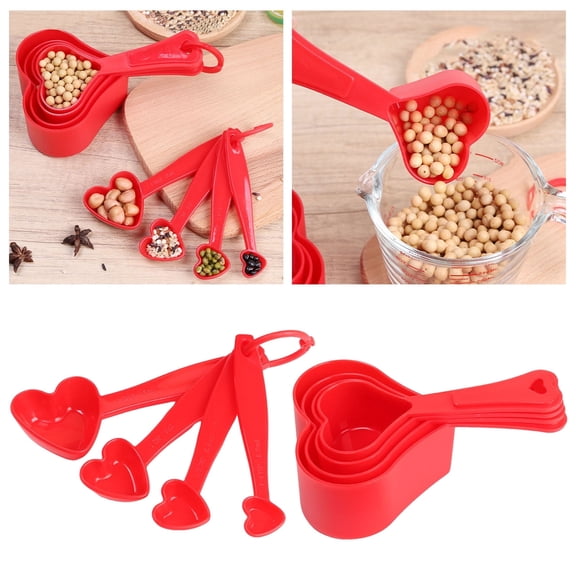 Measuring Tools Heart Shaped Measuring Cups Set for Kitchen Use 8-Piece Measuring Tools for Wet and Dry Ingredients and Lightweight 4PCS
