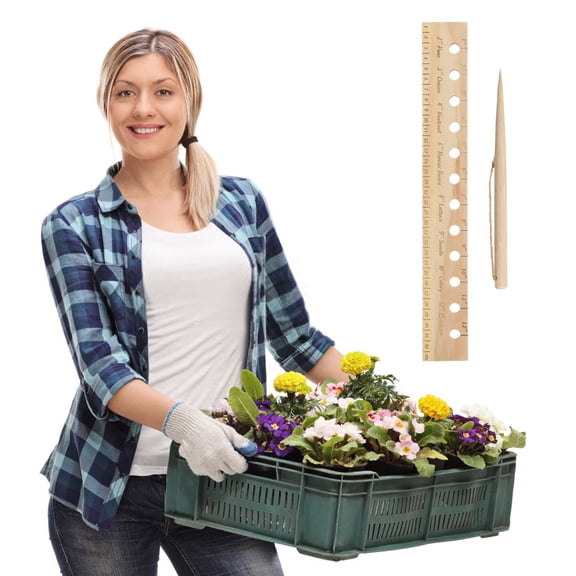 Measuring Tools Seeding Spacing Ruler Spacer Tool Seeder Ruler With Holes for Garden Templates and Gardeners, 32 cm×4.5 cm, Beige