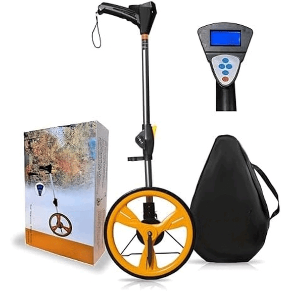 Measuring Wheel Digital Display,Folding Portable Distance Measurement Wheel,12.5Diameter Wheel,Carrying With cloth backpack(Yellow$$Tools