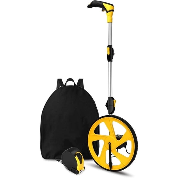 Measuring Wheel in Feet and Inches, Mechanical/Double Collapsible/One Key to Reset/Kickstand to Keep Stand/Starting Point Arrow and Cloth Carrying Bag, 0-9,999 Ft Measure Wheel.