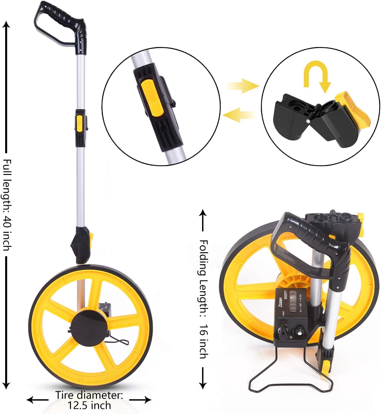 Measuring Wheel, Folding Portable Distance Measuring in Feet, Double ...