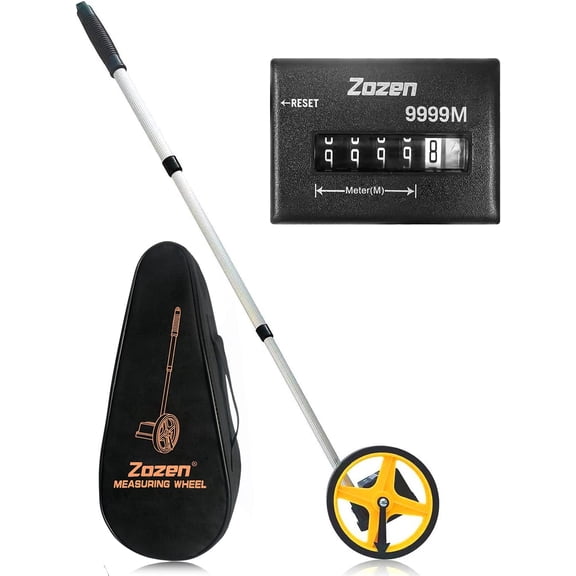 Measuring Wheel in Meters, Meters Measure Wheel  Metric Units [Up to 9,999m], Rolling Measurement with Carrying Bag, Telescopic/One Key to Reset/Starting Point Arrow.