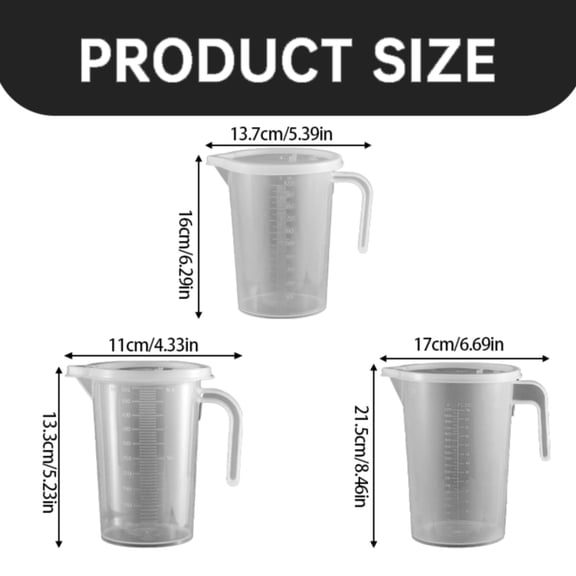Measuring cups Reusable Multi-purpose Plastic Measuring Cups Cup Measurement Tool Angled Handle With Lid Kitchen Cooking Baking Accessaries