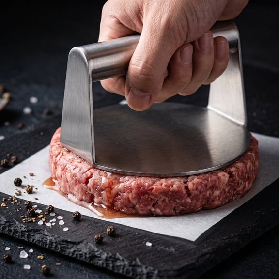 Meat Barbecue Presses,Stainless Steel Smash Burger Press,4 Inch Round Hamburger Meat Presses Mold for Griddle Grill Cooking,Round Smasher Tool for Cooking Burgers,Bacon,Meats,Sausages