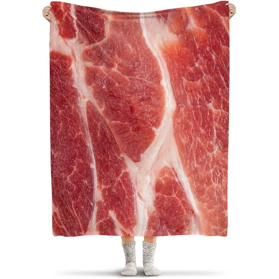 Meat Blanket Gift for Boys Girls Women Funny Flannel Throw for Couch Sofa Bed Office All Season Soft and Lightweight Microfiber 40"x50" for Kids Children