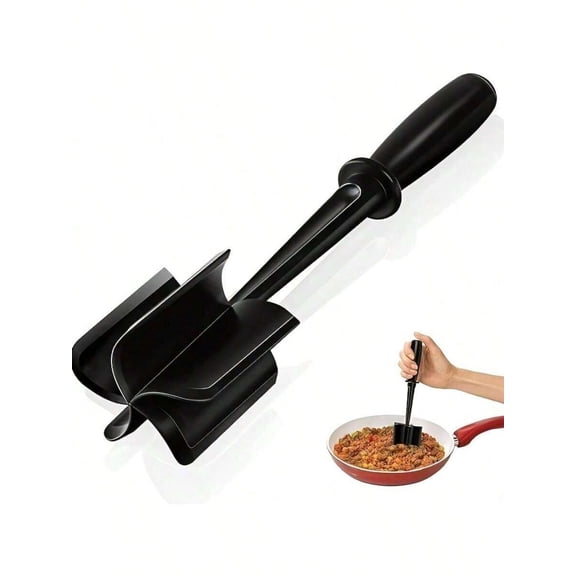 Meat Chopper for Ground Beef, 3-in-1 Handheld Kitchen Tool with Heat Resistant Scraper and Mixing Shovel, Manual Hamburger Smasher and Potato Masher, Dishwasher Safe