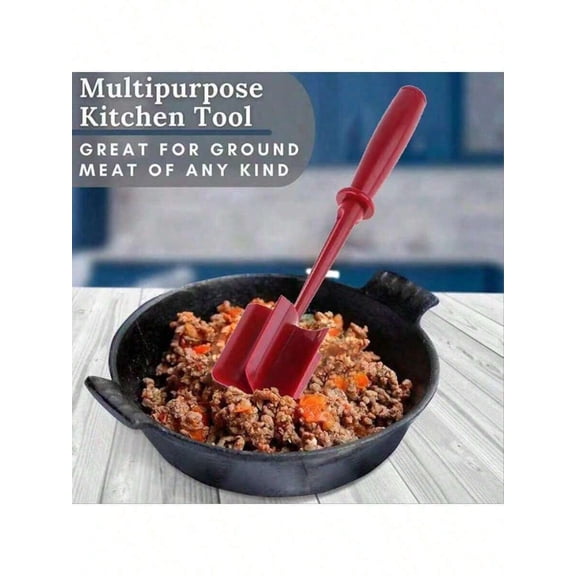 Meat Chopper for Ground Beef, 3-in-1 Handheld Kitchen Tool with Heat Resistant Scraper and Mixing Shovel, Manual Hamburger Smasher and Potato Masher, Dishwasher Safe