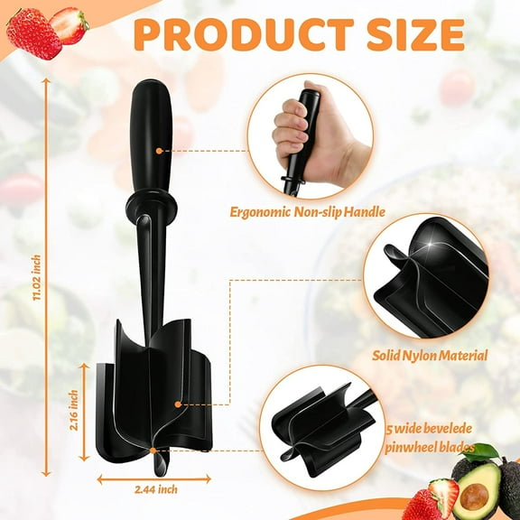 Meat Chopper, Hamburger Chopper, Potato Masher - Professional Multifunctional Heat Resistant Nylon Ground Beef Smasher Kitchen Tools And Gadgets, ​Safe For Non-Stick Cookware, Black