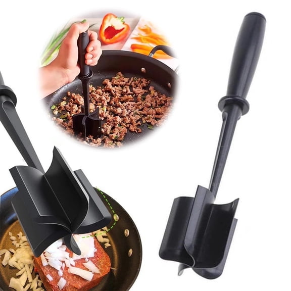 Meat Chopper, Hamburger Grinder, Premium Heat Resistant Smasher for Ground Beef, Burger Grinder Nylon Potato Mix Tool, Meat & Poultry Tenderizers-Black