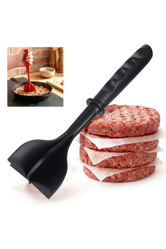 Meat Chopper With Handle Multi Functional Silicone Ground Meat Masher Non Stick Cookware Kitchen Tool, 6-Blade Silicone Meat Chopper, Non Stick Ground Beef Masher, Ergonomic Handle
