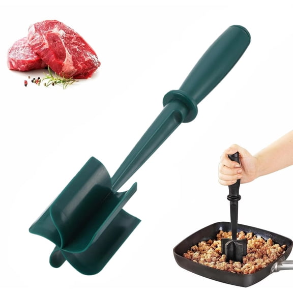 Meat Chopper, Heat Resistant Hamburger Smasher Tool, Ground Beef Masher, Dishwasher Safe, Premium Heat-Resistant Masher for Beef, Chicken and More(Green)