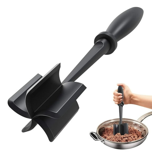 Meat Chopper,Heat Resistant Meat Masher for Ground Beef,Hamburger Meat,5 Curve Blade Hamburger Chopper,Ground Meat Smasher Ground Beef Chopper,Mix and Chop Kitchen Tool & Meat Browning Utensil