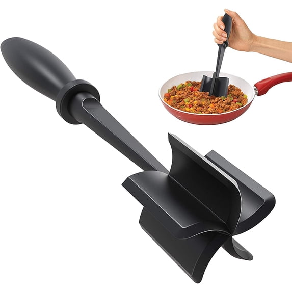 Meat Chopper, Heat Resistant Meat Masher for Ground Beef, Hamburger Meat, 5 Curve Blade Hamburger Chopper, Ground Meat Smasher Ground Beef Chopper, Mix and Chop Kitchen Tool & Meat Browning