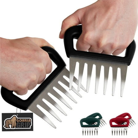 Meat Claws for BBQ Grilling, 7 Claw Food Shredding Fork, Black Stainless Steel by Gorilla Grip