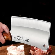 Plys Meat Cleaver 8 Inch, Heavy Duty Bone Chopper Cleaver Knife, Professional Butcher Knife, Shape Forged Blade, Bone Breaker, Wood Handle