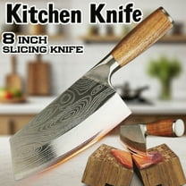 Chopping Knife 8-inch Meat Cleaver Butcher Knife High Carbon Damascus Laser Kitchen Chef Knife Bone Chop Knife with Wooden Handle