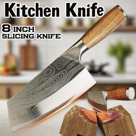 Akatsuki 8" Meat Cleaver Chopping Knife, Butcher Cleaver Knife, Stainless Steel for Kitchen Home Restaurant Camping