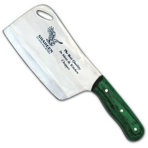 Meat Cleaver Green Frost Wood Handle