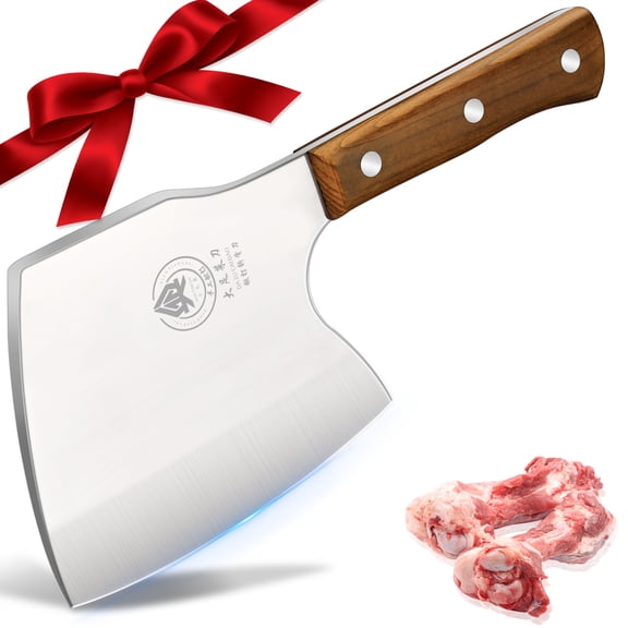 Meat Cleaver Heavy Duty Butcher - Axe Bone Knife 6 Inch,Bone knife for Meat Cutting Axe Bone Chopper, Stainless Steel Thicken Blade & Wooden Handle, Gift Box for Men