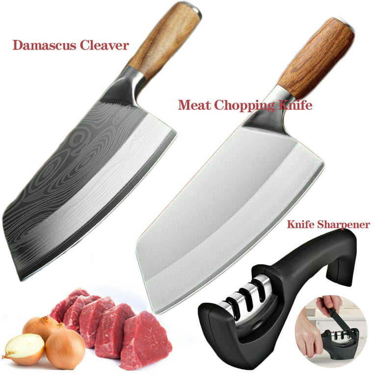 Meat cleaver, Thickened 50Cr15 Stainless Steel Chopper Kitchen Accessories  Knife Chef Cleaver Butcher Bone Chopping Axe Cleaver Knife,BY KKZY (Color 