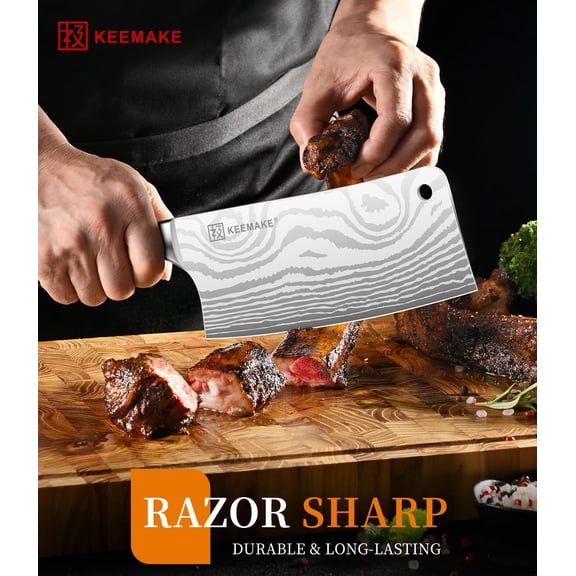 Meat Cleaver Knife 7-Inch   High Carbon Steel Kitchen Knife