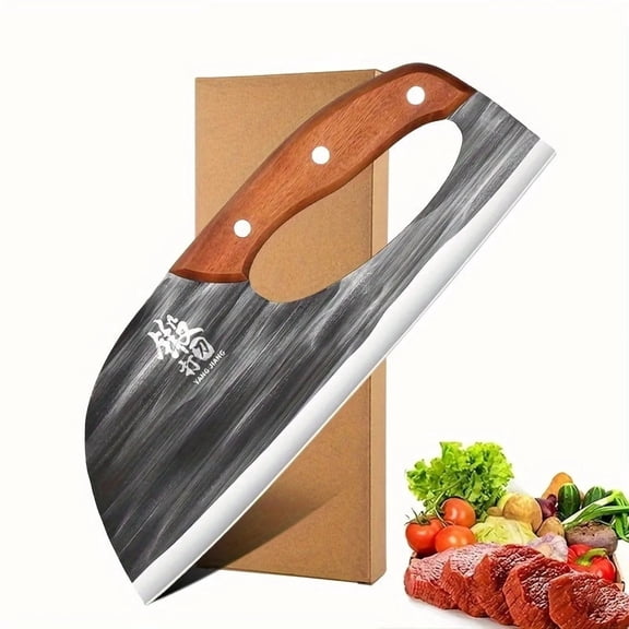 Plys Meat Cleaver Knife Hand Forged Unique Effort Saving Stainless Steel Chef Cooking Knives Cutting Meat Vegetable for Father Mother