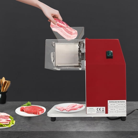 Meat Cutting Machine, Meat Shredding Machine,  Blade Electric Meat Cutter, Stainless Steel Restaurant Food Cutter, for Kitchen Supermarket Lamb Beef Chicken, Red