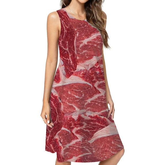 Meat Dress Elegant Party Dresses Evening Dresses Women Dress Sleeveless Dress Ladies Dresses
